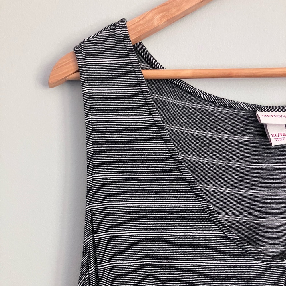 MERONA Black and White Striped  V-Neck Midi Tank Dress Size XL - Picture 3 of 11